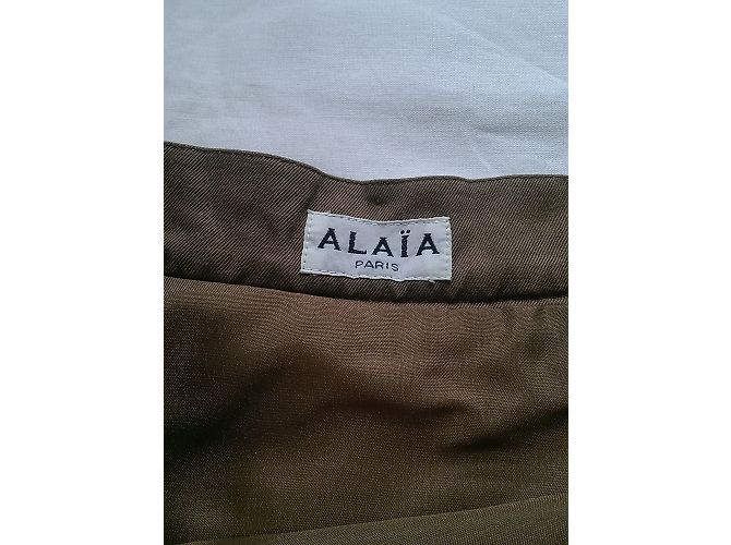 Gonna Alaïa in cotone marrone - vista 3