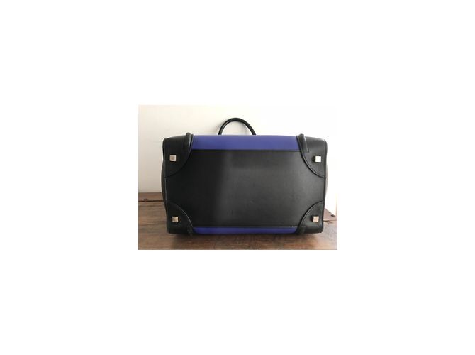 Borsa a mano Céline Luggage Micro in pelle nero blu khaki Cachi - vista 2