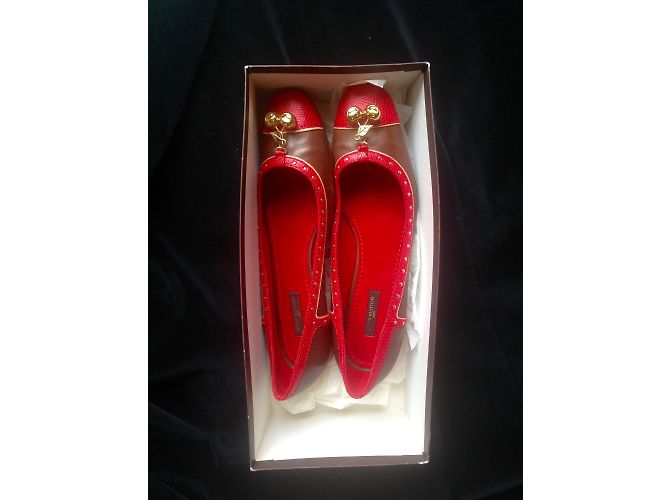 Louis Vuitton Ballerinas Python Leder Schokolade Rot - Ansicht 3