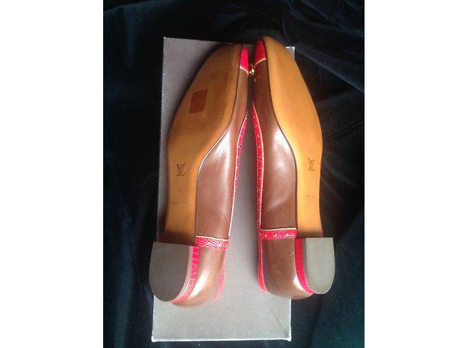 Louis Vuitton Ballerinas Python Leder Schokolade Rot - Ansicht 5