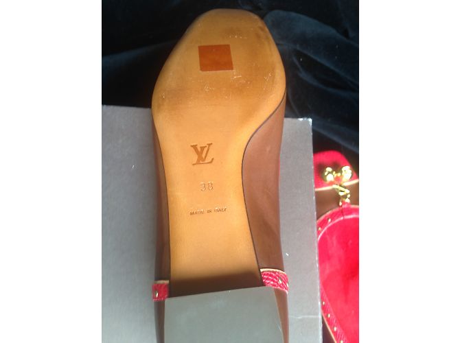 Louis Vuitton Ballerinas Python Leder Schokolade Rot - Ansicht 6