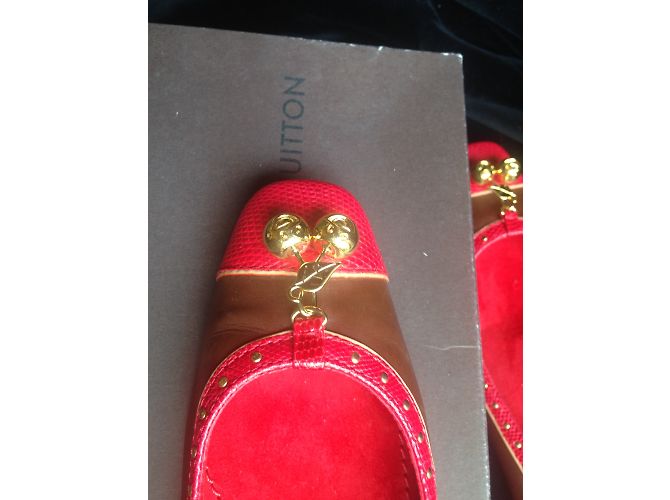 Louis Vuitton Ballerinas Python Leder Schokolade Rot - Ansicht 7