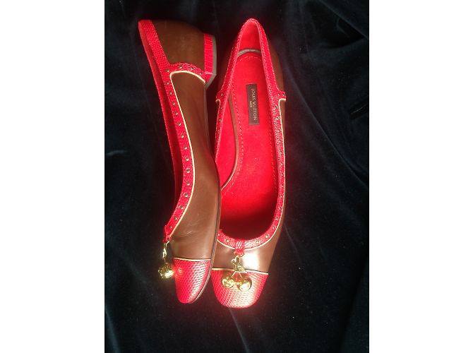 Louis Vuitton Ballerinas Python Leder Schokolade Rot - Ansicht 8