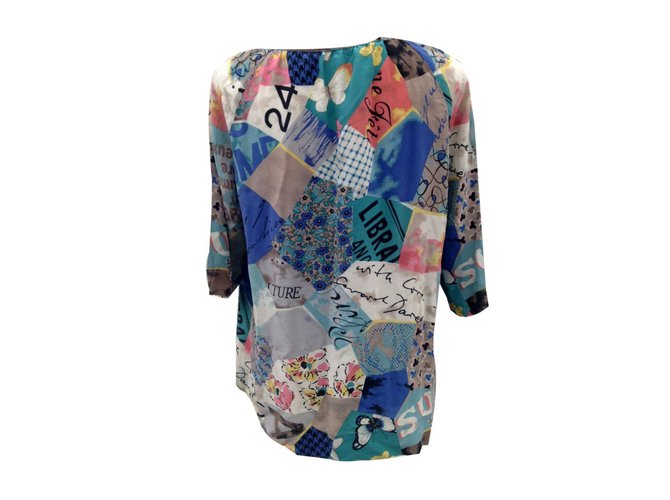 Camicetta di seta Gerard Darel Patchwork Rosa Blu Verde - vista 2