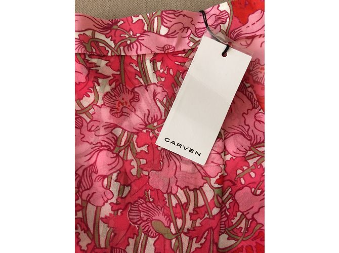 Falda Carven Rosa con Estampado Floral Fluida Talla 42 - vista 3