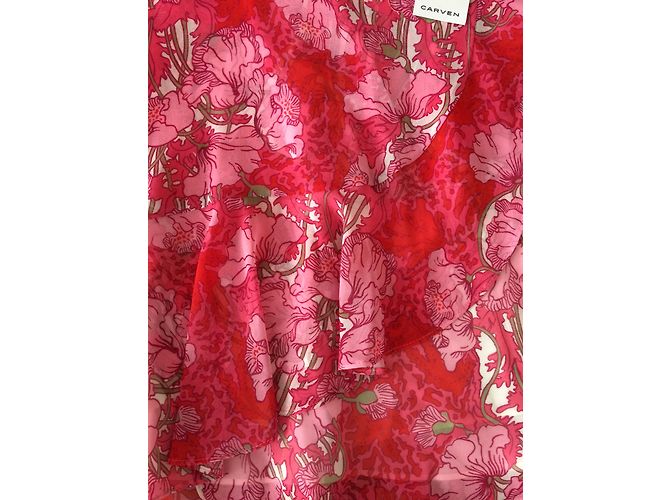 Falda Carven Rosa con Estampado Floral Fluida Talla 42 - vista 6