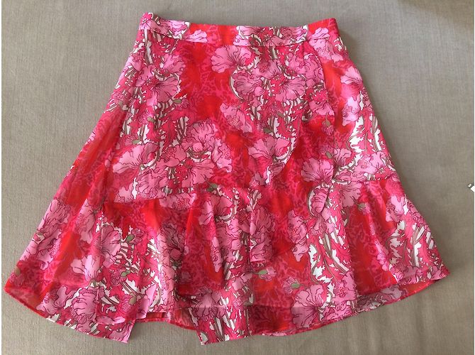 Falda Carven Rosa con Estampado Floral Fluida Talla 42 - vista 7
