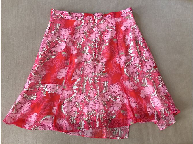 Falda Carven Rosa con Estampado Floral Fluida Talla 42 - vista 8