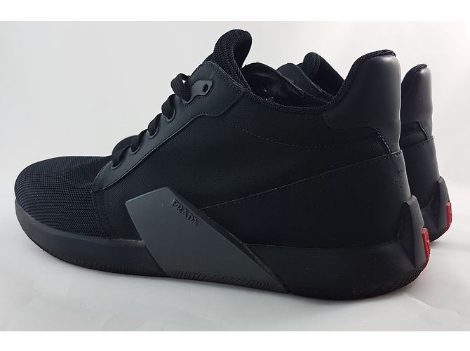 Sneakers Prada Linea Rossa in pelle nera Nero - vista 6