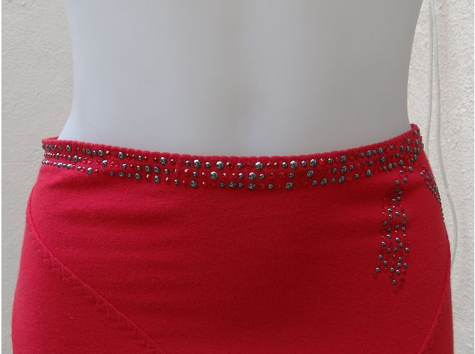 Gonna Rossa Blumarine con Strass Swarovski e Borchie Rosso Bordò - vista 4
