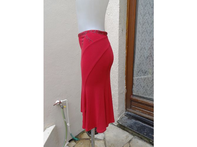 Gonna Rossa Blumarine con Strass Swarovski e Borchie Rosso Bordò - vista 6