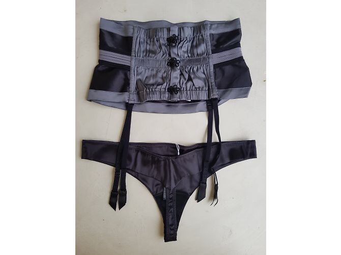 La Perla Reggicalze e Slip in Seta Neri Nero - vista 2
