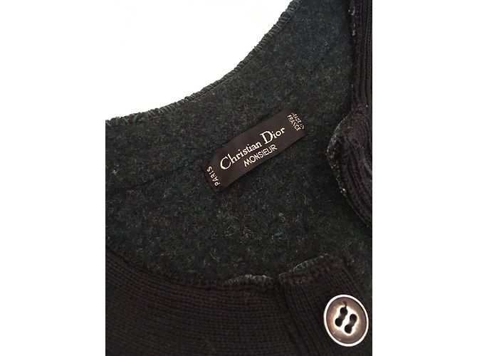 Christian Dior Wollstrickjacke Grün Schwarz Größe S - Ansicht 5
