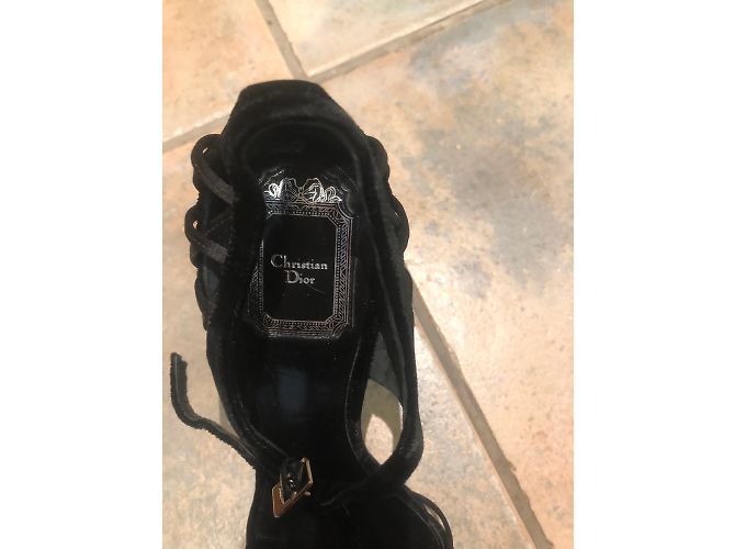 Tacones Christian Dior negros de satén y terciopelo 12cm - vista 4