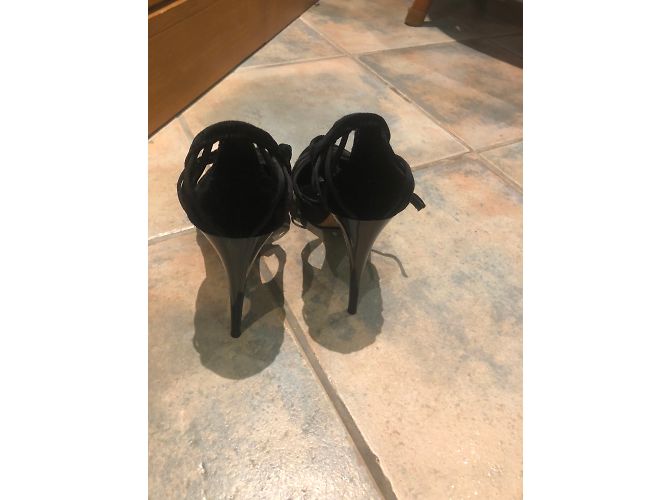 Tacones Christian Dior negros de satén y terciopelo 12cm - vista 5