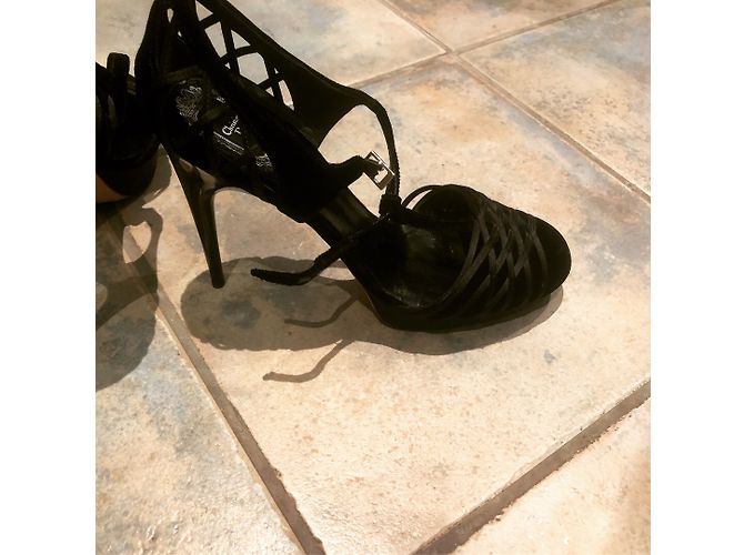 Tacones Christian Dior negros de satén y terciopelo 12cm - vista 7