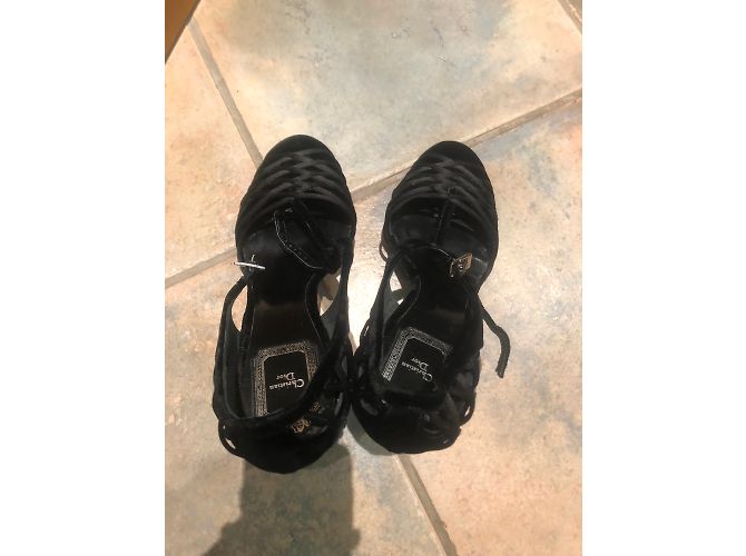 Tacones Christian Dior negros de satén y terciopelo 12cm - vista 8