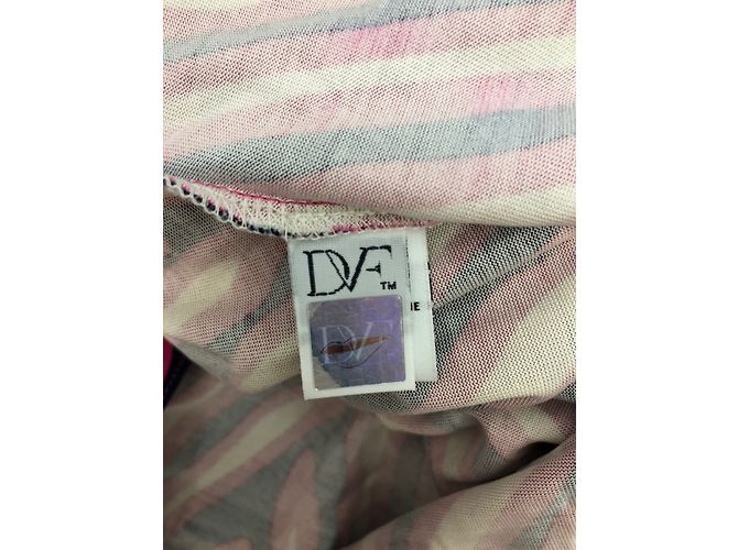 Vestido envelope Diane Von Furstenberg de seda rosa branco marinho - vista 5