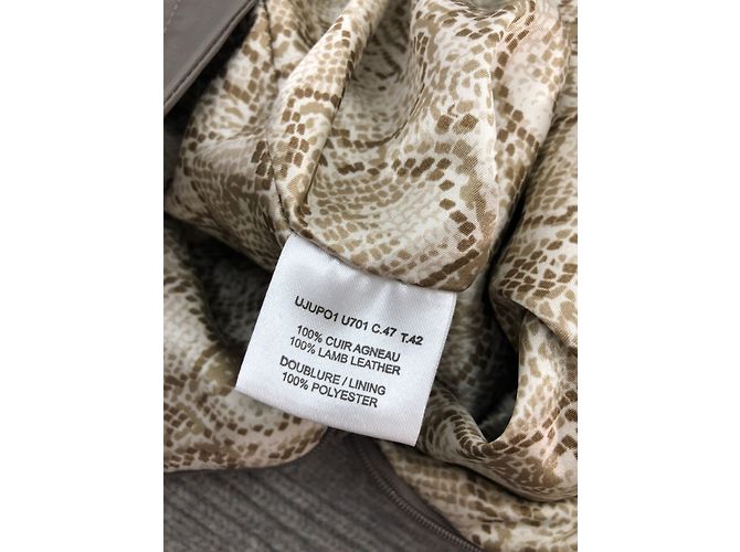 Falda Zapa en piel de cordero marrón topo Castaño Gris pardo - vista 4