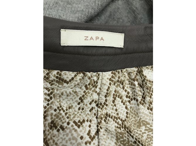 Falda Zapa en piel de cordero marrón topo Castaño Gris pardo - vista 5