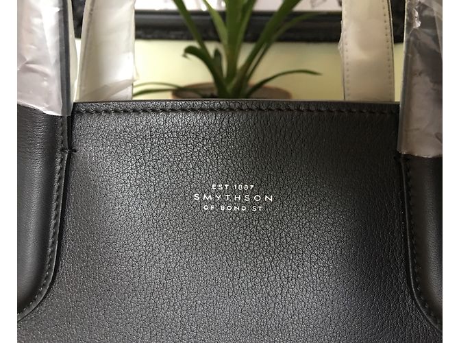 Smythson 1887 Tote in pelle nera e bianca Nero Bianco - vista 4