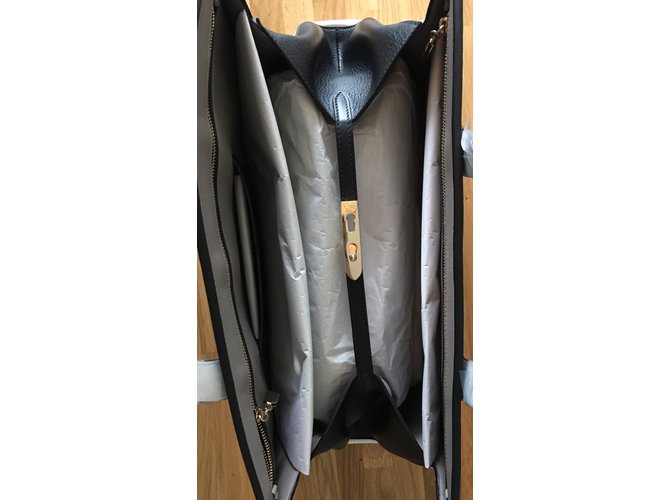 Smythson 1887 Tote in pelle nera e bianca Nero Bianco - vista 5
