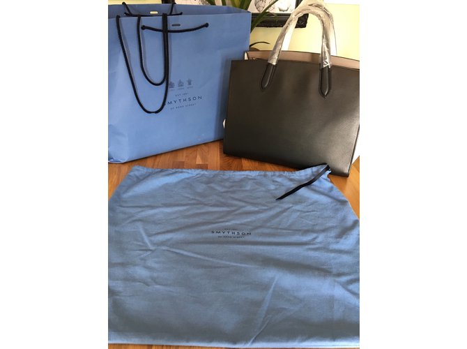 Smythson 1887 Tote in pelle nera e bianca Nero Bianco - vista 6