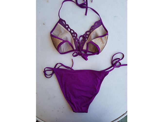 La Perla Pailletten Bikini Lila Größe 46 - Ansicht 2
