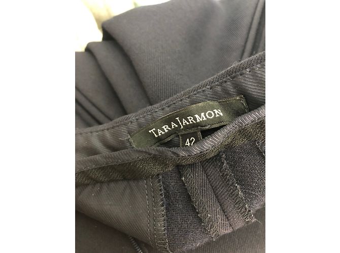 Conjunto de calça Tara Jarmon azul marinho de lã e poliéster 42 - vista 4