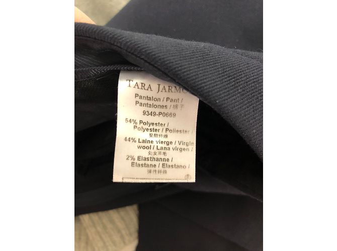 Conjunto de calça Tara Jarmon azul marinho de lã e poliéster 42 - vista 5
