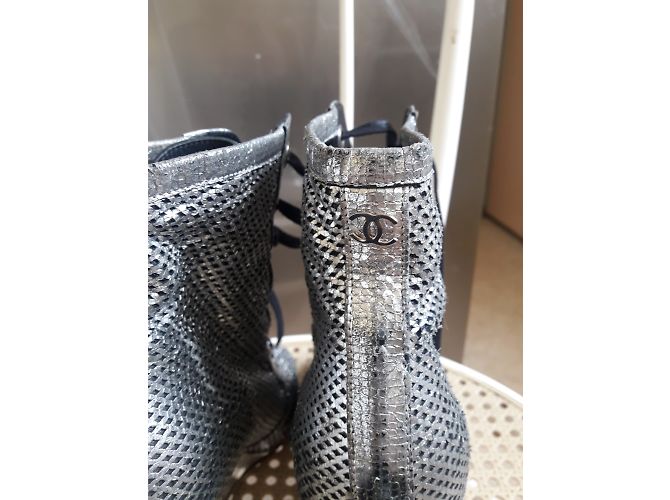 Stivaletti Chanel Argentati Argento - vista 7