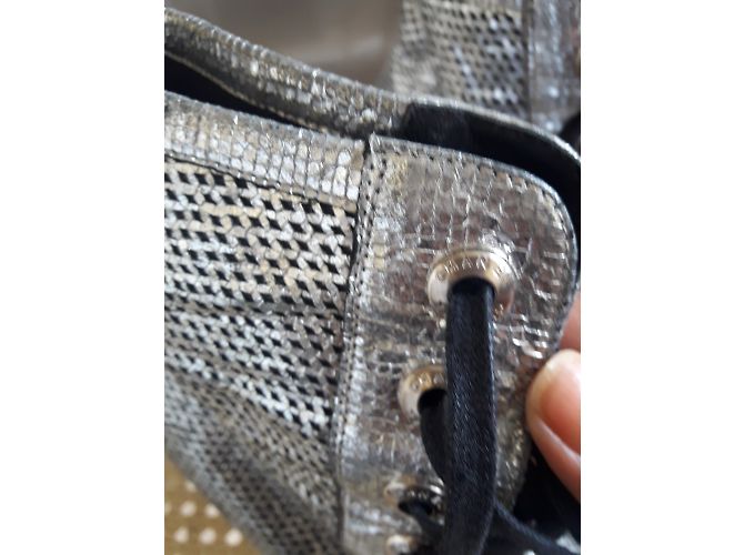 Stivaletti Chanel Argentati Argento - vista 8
