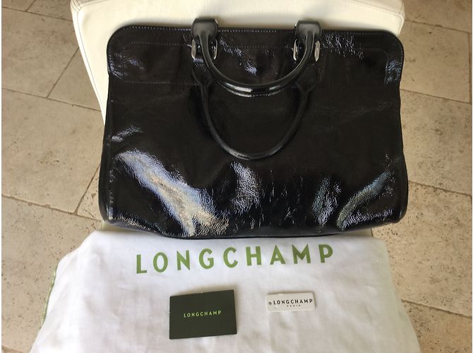 Borsa a mano Longchamp Gatsby Grande in Pelle Vernice Nera Nero - vista 2