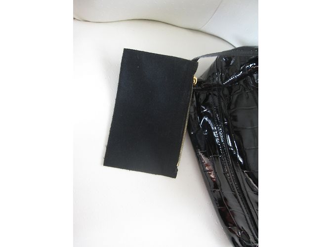 Borsa a secchiello Yves Saint Laurent in vernice nera stampa coccodrillo Nero - vista 2