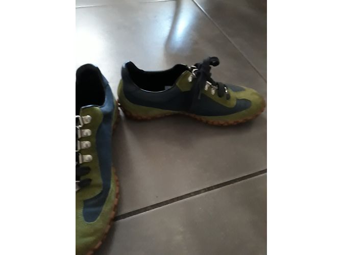 Baskets Balenciaga en daim vert et bleu taille 36 - vue 3
