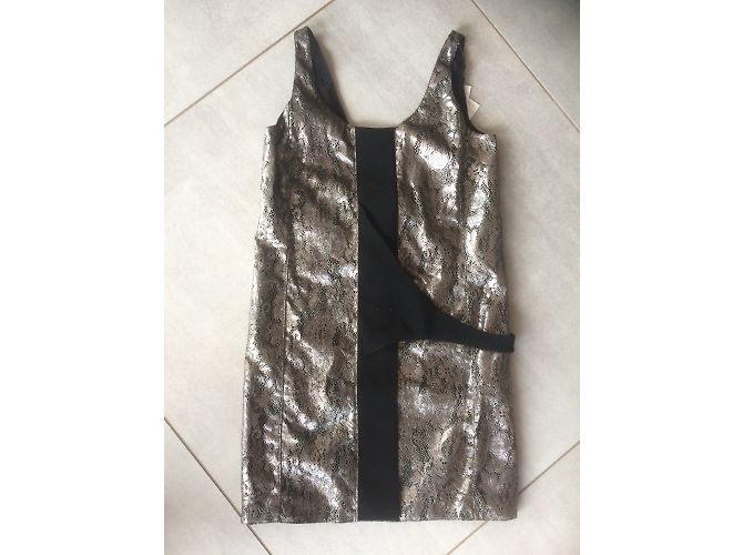Abito Balenciaga in pizzo metallizzato e seta Argento Nero - vista 4