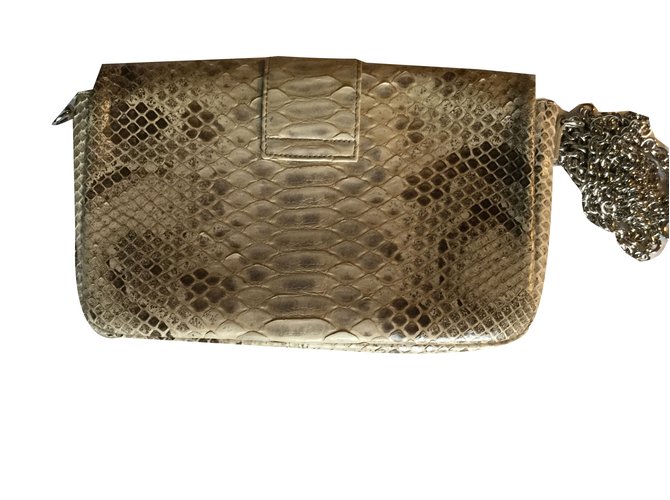 Pochette Dior Lock en Python Beige - vue 2