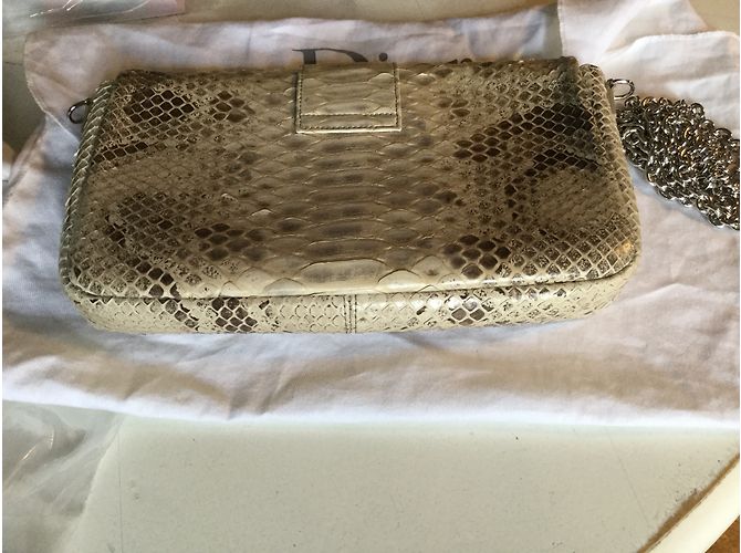 Pochette Dior Lock en Python Beige - vue 4
