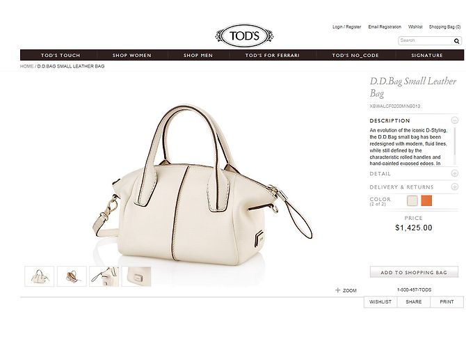 Borsa Tod's D. Bag in pelle eggshell Bianco sporco - vista 13