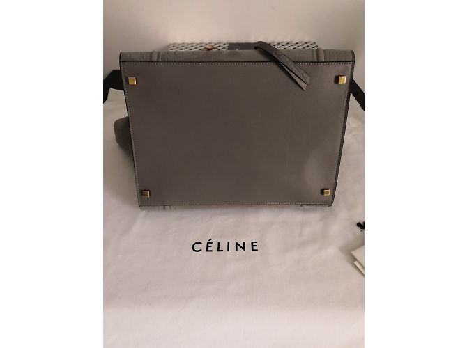 Bolsa de mão Céline Phantom Large em couro com efeito croco cinza - vista 3