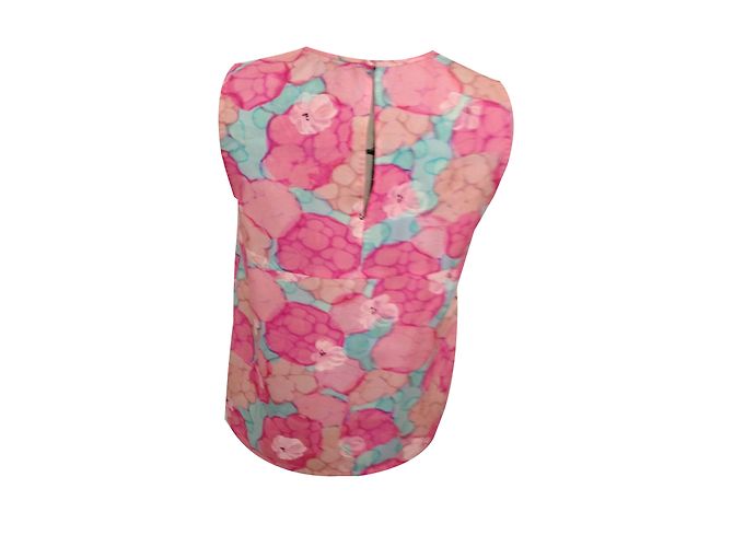 Top de seda Louis Vuitton rosa con estampado floral - vista 2
