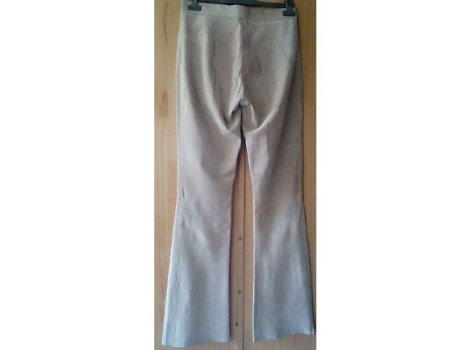 Autre Marque Pantalones de piel de terciopelo beige - vista 2