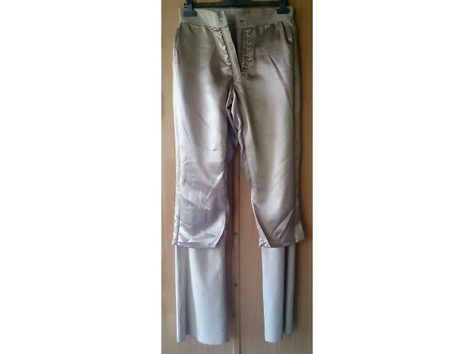 Autre Marque Pantalones de piel de terciopelo beige - vista 3