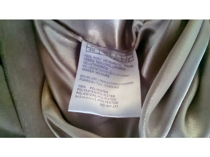 Autre Marque Pantalones de piel de terciopelo beige - vista 5