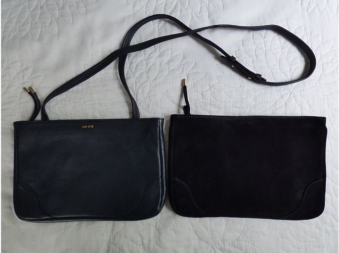 Borsa One step in pelle liscia e scamosciata blu navy - vista 11