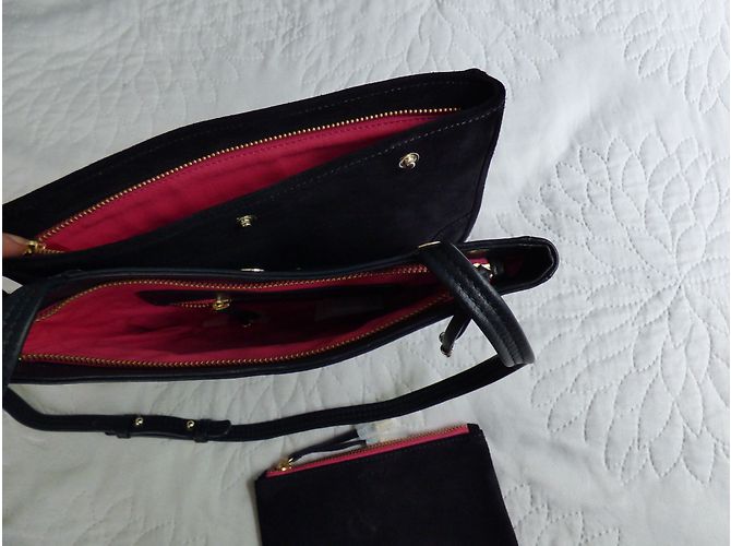 Borsa One step in pelle liscia e scamosciata blu navy - vista 15