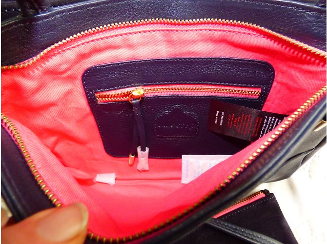 Borsa One step in pelle liscia e scamosciata blu navy - vista 16