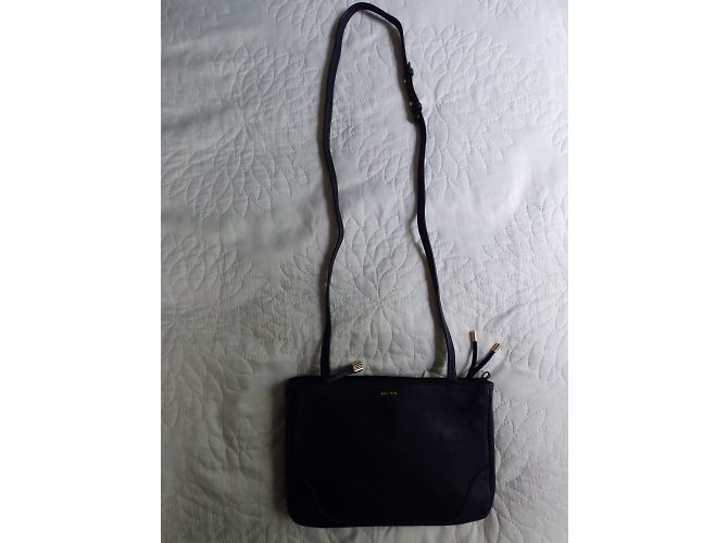 Borsa One step in pelle liscia e scamosciata blu navy - vista 17