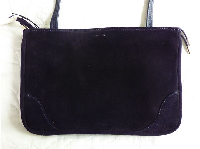 Borsa One step in pelle liscia e scamosciata blu navy - vista 2