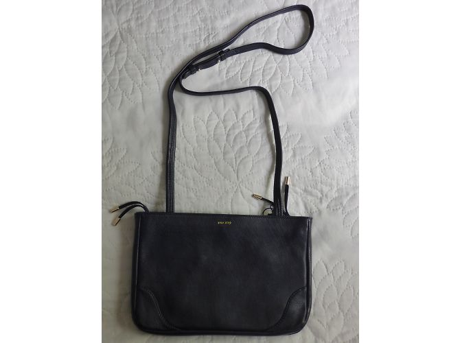 Borsa One step in pelle liscia e scamosciata blu navy - vista 6